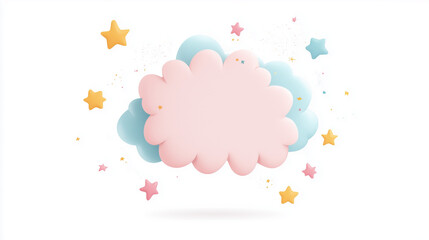Dreamy Cloud and Stars:  A whimsical illustration featuring fluffy pink and blue clouds adorned with scattered gold and pink stars, creating a magical and dreamy atmosphere.