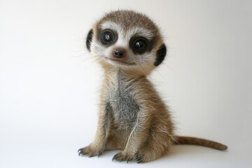 Obraz premium A baby animal with big eyes and a cute smile. It is sitting on a white surface