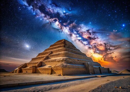 Saqqara Pyramid of Pepi I: Long Exposure Night Photography, Ancient Egypt