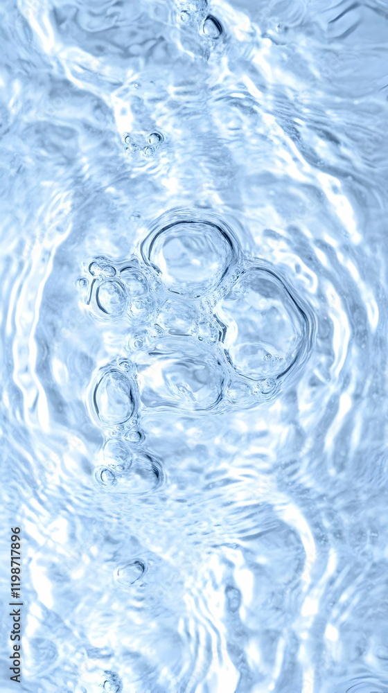 Poster close-up of water surface with bubbles and ripples creates a dynamic and textured aquatic scene.