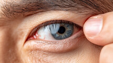 Close-up of a person examining their eye health