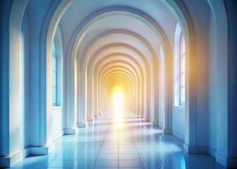 Obraz premium Luminous Hallway: Bright Light, White Arches, Architectural Design, Interior Design