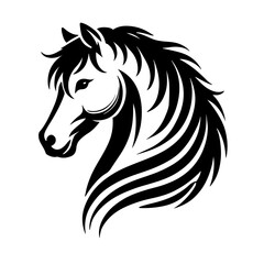 Majestic Horse Head Silhouette: A powerful and elegant silhouette of a horse's head, capturing its majestic presence with flowing mane and a captivating gaze. Perfect for designs that convey strength.