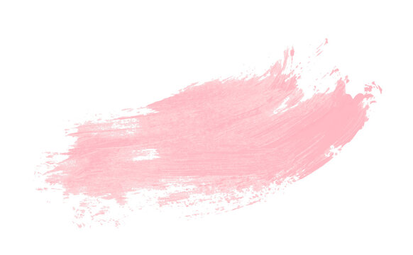 Hand drawn pink brush stroke isolated on transparent background.