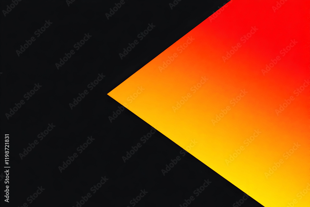 Poster abstract background shows black triangular area with orange and yellow gradient