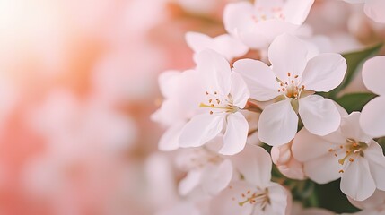 White Blossoms in a Sunlit Field Under Warm Sunlight, White blossoms and sunlight concept.