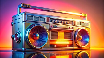 Retro Stereo Cassette Player - 80s Boombox, Vintage Audio Equipment, Classic Music Player