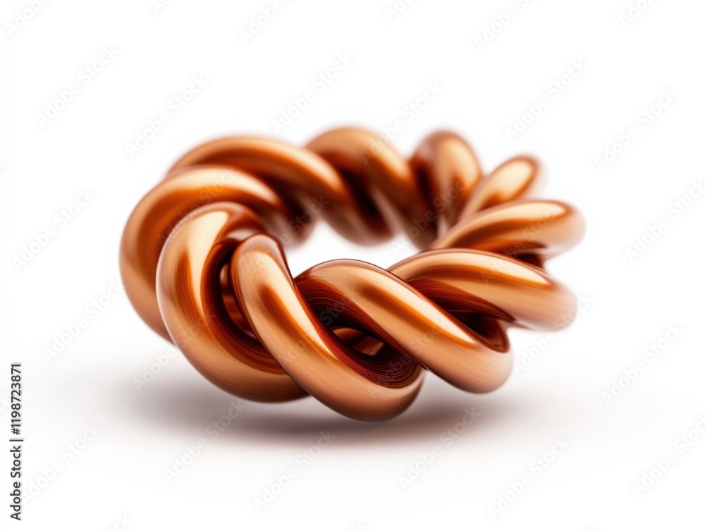 Poster abstract copper string or wire loop on white background