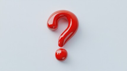 3d rendering of a red question mark on a white background