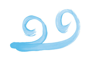 Hand drawn light blue brush stroke isolated on transparent background.