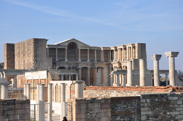 Ancient ruins in Sardes Lydia Ancient City in Salihli, Manisa, Turkey