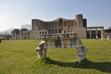 Ancient ruins in Sardes Lydia Ancient City in Salihli, Manisa, Turkey