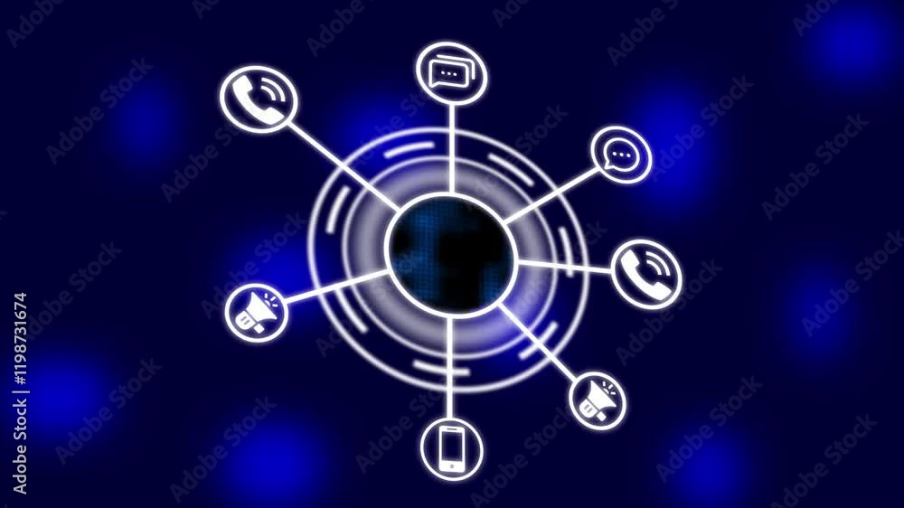 Poster technology communication icon isolated.calling icon , contact and message icon animation .