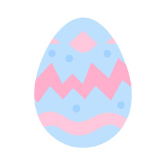 Easter egg painted in blue and pink. Vector illustration.