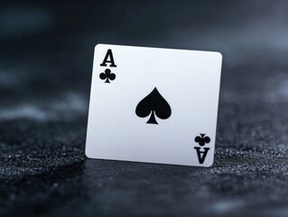 ace of spades playing card on a dark background