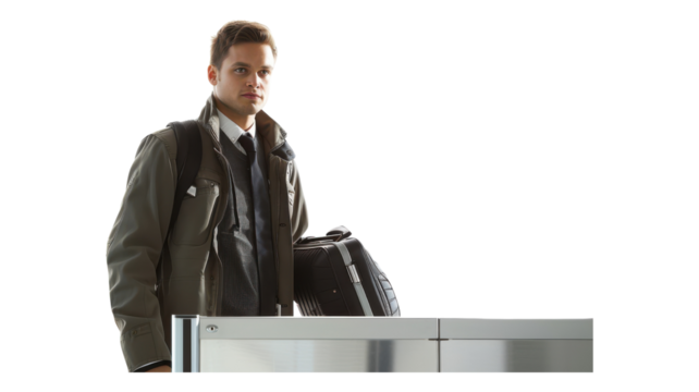 Security Guard Assisting Airport Visitors