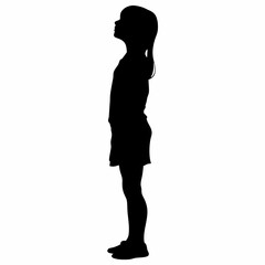 Fototapeta premium a girl standing pose vector silhouette, isolated white background