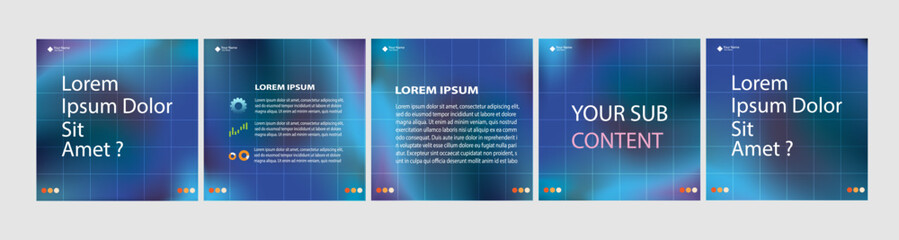 Vector illustration carousel mockup or social media template blue gradient  © Khalim Taufiqi