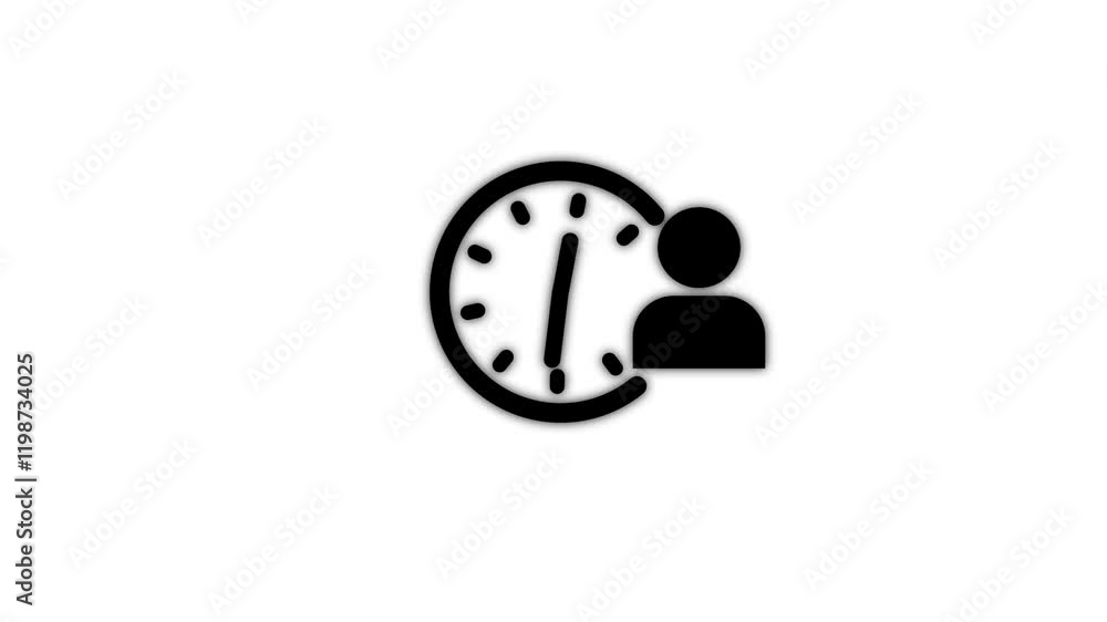 Poster abstract fast speed clock icon animation, analog clock icon, time management icon animation .
