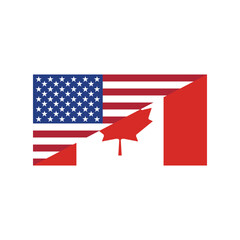 vector design combination of usa and canada flags