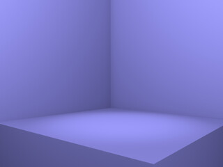 Square empty room interior design or pedestal display on vivid background. Blank stand for showing product. 3D rendering.