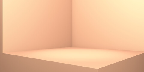 Square empty room interior design or pedestal display on vivid background. Blank stand for showing product. 3D rendering.