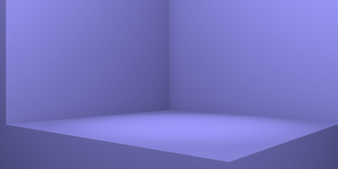 Square empty room interior design or pedestal display on vivid background. Blank stand for showing product. 3D rendering.