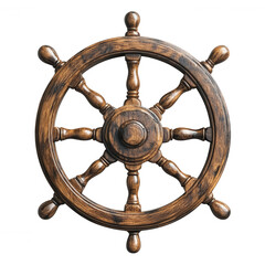 wooden ship steering wheel isolated on transparent background PNG