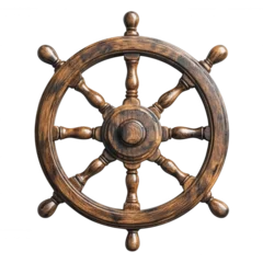 wooden ship steering wheel isolated on transparent background PNG
