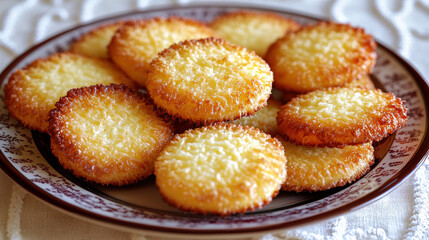 A few fried pancakes on the plate