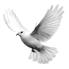 Fototapeta premium graceful white bird in flight, showcasing its elegant wings against transparency background. image captures beauty and freedom of nature, evoking sense of peace and tranquility