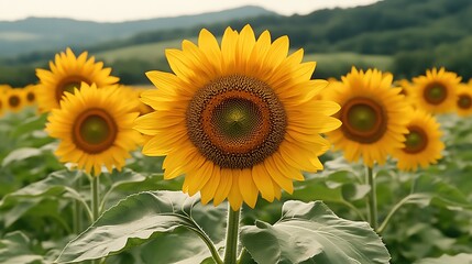 Obraz premium Sunflowers Blooming In A Summer Field