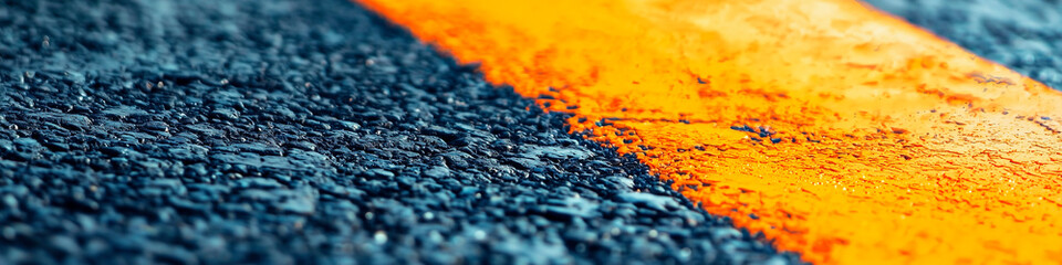 Close-up asphalt texture. Auto background. Rough, gritty details. Racing track, motorsport theme. Movement, speed, power, dynamic, high-energy. Cover, banner, header, website. Generative Ai content