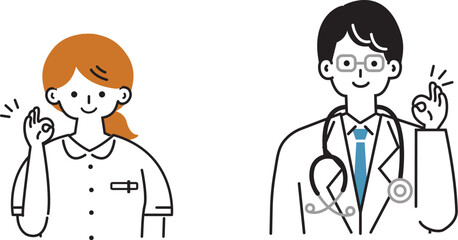 シンプルで可愛い医療従事者のイラスト