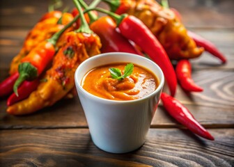 Spicy Orange Chicken Dip: Hand Holding Cup of Delicious Sauce with Chili