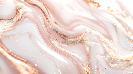 Fototapeta premium White and pink marble texture with shimmering gold accents. Luxurious fluid art design for backgrounds and print