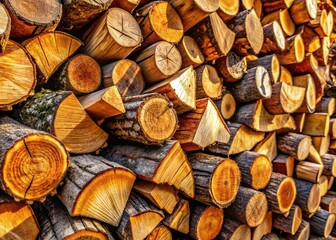 Stacked Firewood: Detailed Rustic Winter Fuel Woodpile