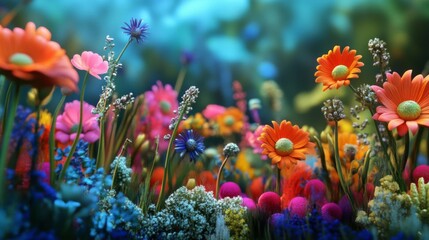 Fototapeta premium Vibrant Wildflower Meadow in Full Bloom