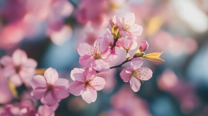 Obraz premium Delicate Pink Cherry Blossoms in Soft Sunlight