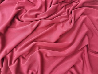 Red abstract background. Red silk satin texture background. Beautiful wavy soft folds on the surface of the fabric. Teal elegant background with copy space for design. Web banner.