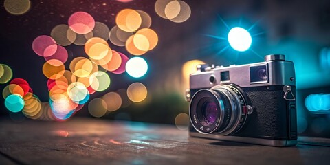 Vibrant colorful light leaks on dark blurred background. Modern design, ethereal theme, abstract visual. Retro film lens flare Booker analog vintage photo overlay or screen filter effect