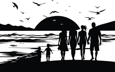 A silhouette of a romantic Family vector