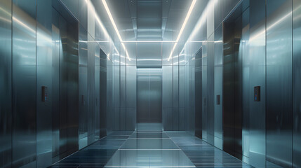 Modern Panoramic Glass Elevator in High-Rise Building Showcasing Advanced Engineering and State-of-the-Art Technology