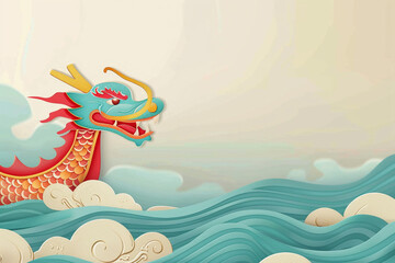 Beautiful holiday composition for happy celebrate chinese dragon boat festival, abstract vivid composition consists of fictional unreal fantastic vision on background