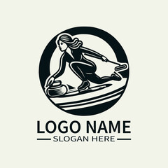 curling vector logo design with white background