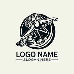 curling vector logo design with white background