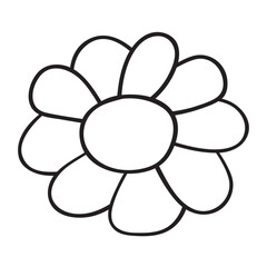 Hand drawn daisy. Outline vector design. Isolated icon. Blossom flower. White background.