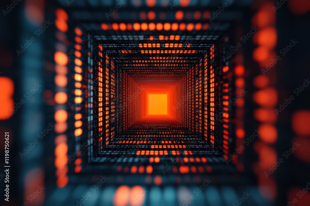 Fototapete Exploring digital depths abstract visuals in a futuristic data tunnel virtual environment high-impact perspective