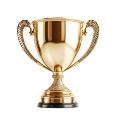 golden trophy cup isolated on a white transparent background