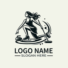 curling vector logo design with white background